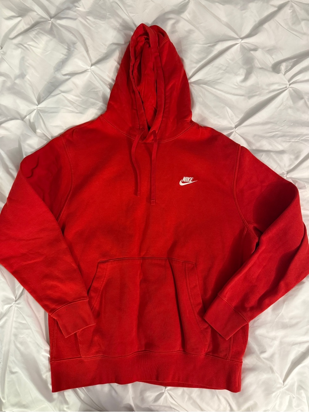 Nike Red Crewneck Hoodie with White Swoosh Sweater Unisex Pullover Fleece